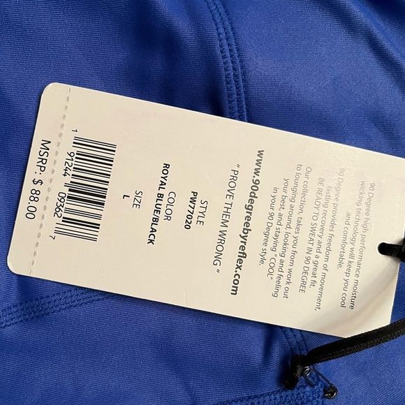 NWT 90 Degree by Reflex Royal Blue & Black Mesh Side Stripe Legging, Size L - Picture 8 of 8